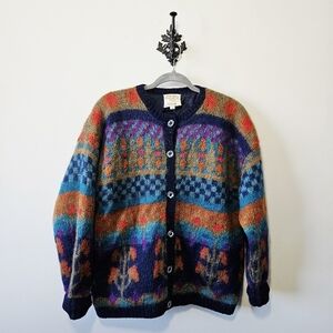 Vintage Susan Bristol Mohair Cardigan Size M Hand Knit Wool EUC